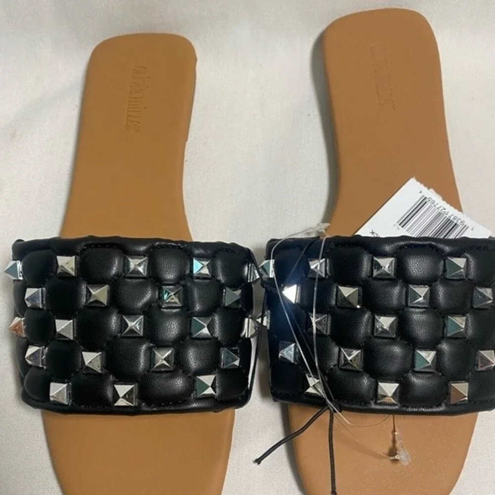 new stud sandal black pyramid triangle flip flop 7 olivia miller rock punk